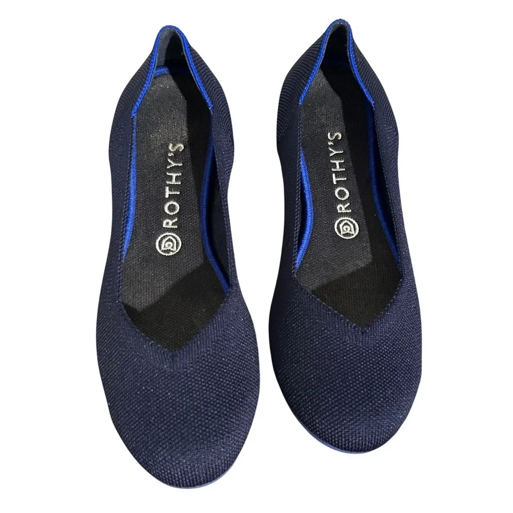 Rothy's The Flat Round Toe Maritime Navy Blue 10 Casual‎ Everyday Comfort